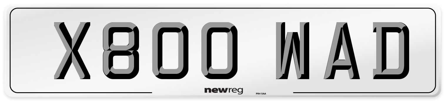 X800 WAD Number Plate from New Reg